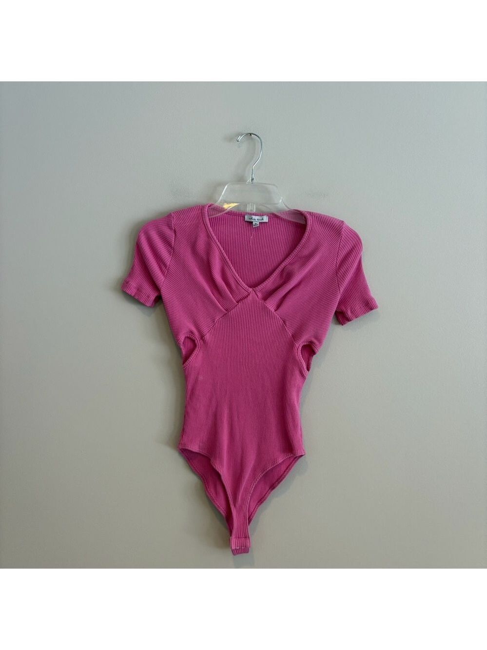 White Birch Pink Ribbed Cut-out Bodysuit